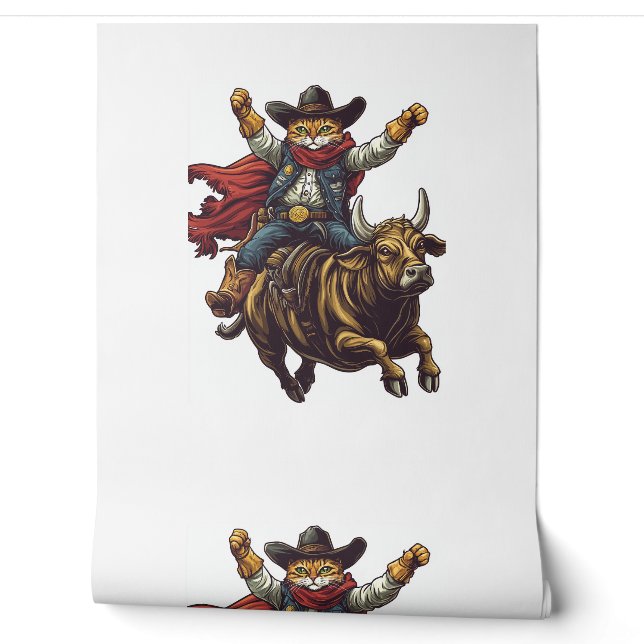 Papier Peint Yeehaw Kitty - Wild West Cat Cowboy Rodeo (Déroulement)