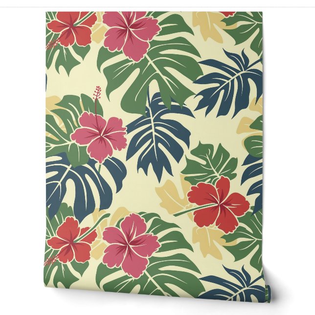 Papier Peint Yellow Floral Tropical  (Déroulement)