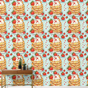 Papier Peint Yummy Retro Pancakes Mid-Century Petit-déjeuner