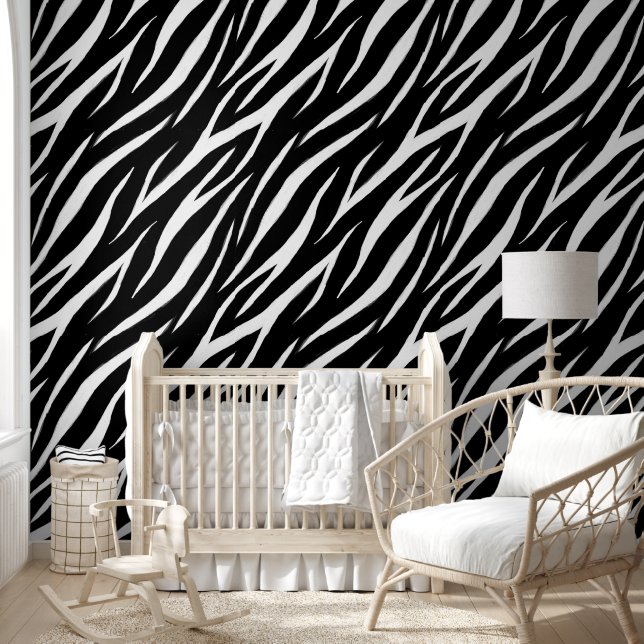 Papier Peint Zebra Cool d'impression moderne élégant noir et bl (Enfants)