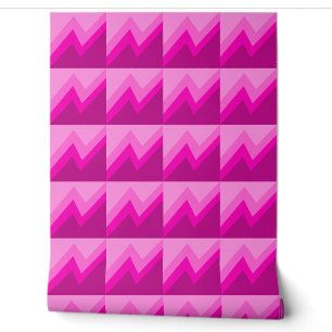 Papier peint zig-zag rose et magenta moderne