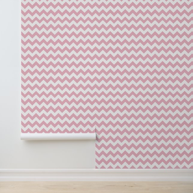 Papier Peint Zigzag rose, Chevron rose, Motif géométrique (Application)