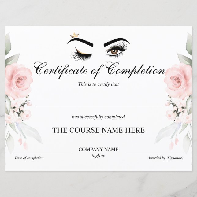 Papier Peintre de maquillage Wink Eye Certificat d'achève (Devant)