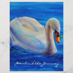 Papier Peinture d'aquarelle de cygne blanc, sur le voyage