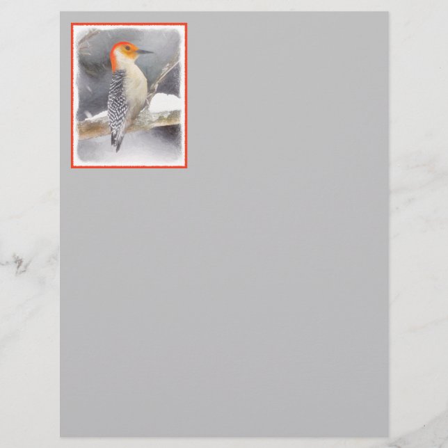 Papier Peinture de pic à ventre rouge Art original (Devant)