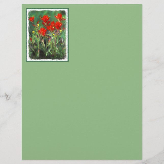 Papier Peinture indienne de pinceau - Art Fleur original (Devant)