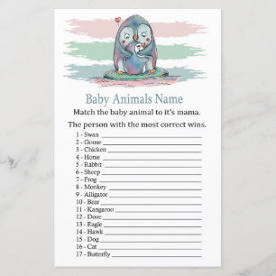 Papier Penguin Baby Animaux Nom Jeu