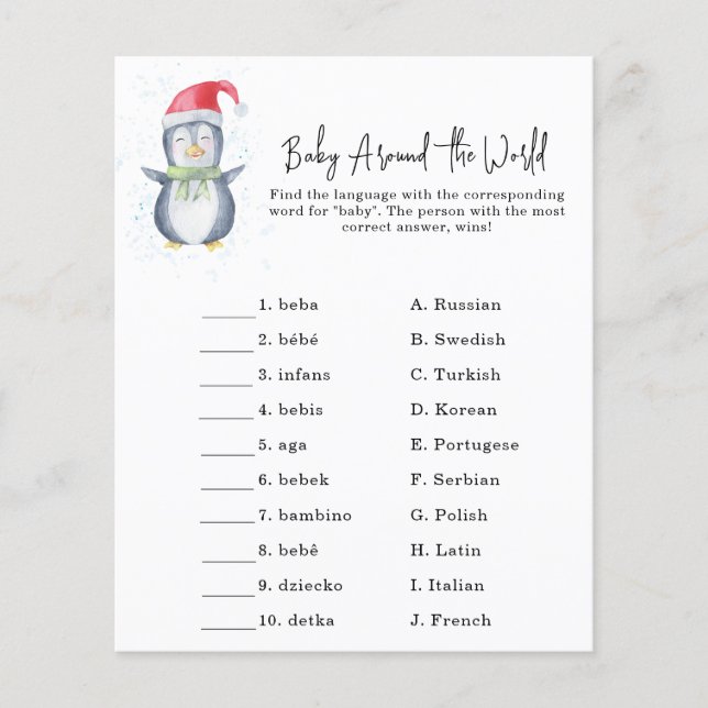 Papier Penguin - Baby autour du monde jeu (Devant)