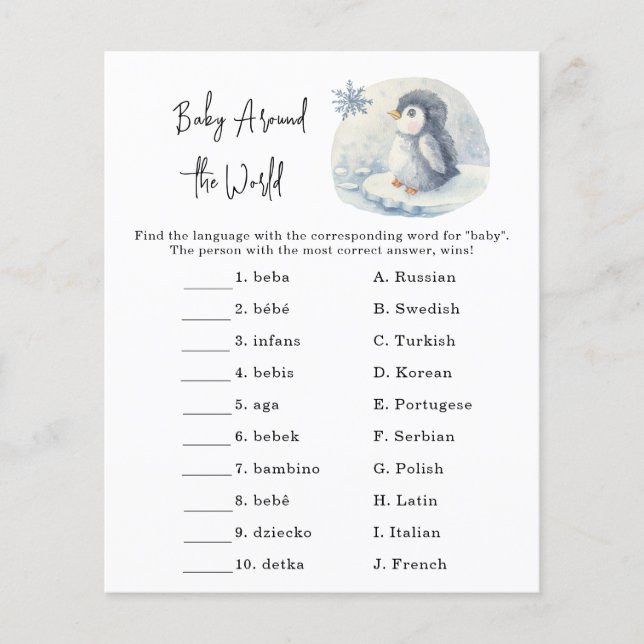 Papier Penguin - Baby autour du monde jeu (Devant)