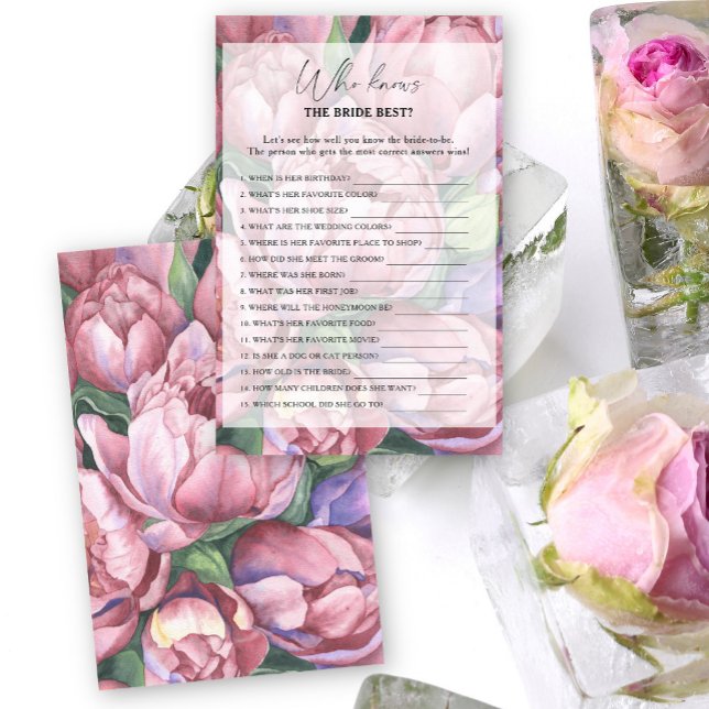 Papier Peony roses - Qui connaît la mariée meilleur jeu (Créateur téléchargé)