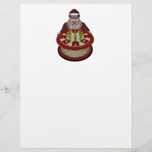 Papier Père Noël Avec Gâteau D'Anniversaire