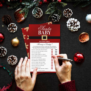 Papier Père Noël Baby Baby shower de Noël Devinez Qui J
