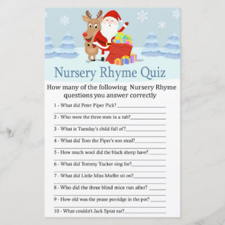 Papier Père Noël, Rudolph Nursery Rhyme Quiz baby shower