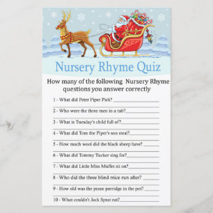 Papier Père Noël Sleigh Reindeer Nursery Rhyme Quiz jeu