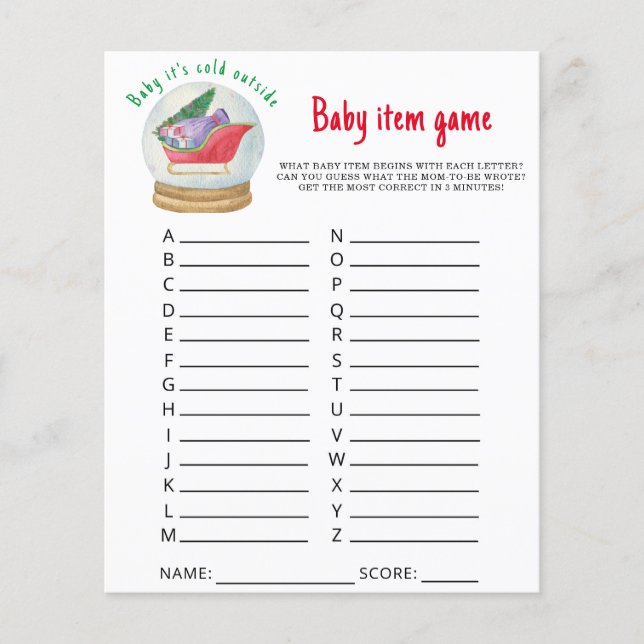 Papier Père Noël traîneau - Baby Item Game. Jeu baby show (Devant)
