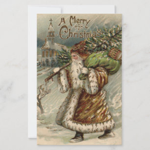 Papier Père Noël victorien avec arbre de Noël