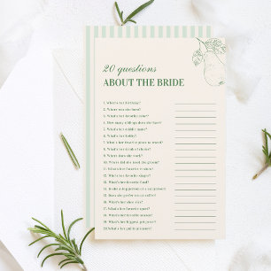 Papier Perfect Pear 20 Questions sur le jeu de mariée