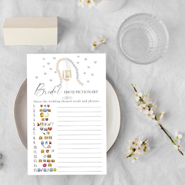 Papier Perles et Prosecco nuptiale émoji jeu pictionnaire (Créateur téléchargé)