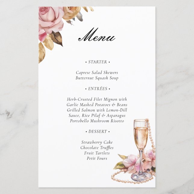 Papier Perles Pétales & Prosecco Floral Fête des mariées  (Devant)