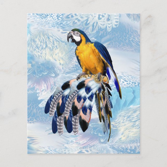 Papier Perroquet exotique teinte de plumes bleues  (Devant)