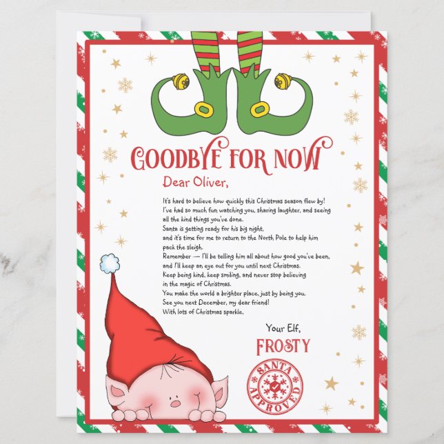 Papier Personalized Elf Goodbye Letter for Kids (Devant)