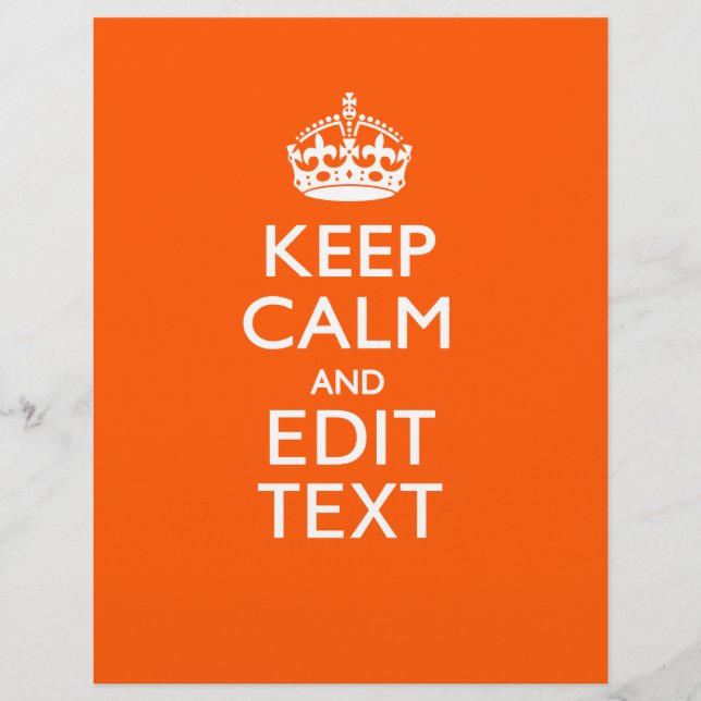 Papier Personalized KEEP CALM Your Text Orange Accent (Devant)