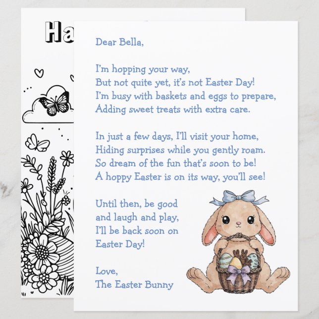 Papier Personalized Letter & from the Easter Bunny (Devant / Derrière)