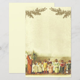 Papier Personnages Noël vintage beige
