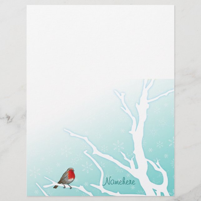 Papier Personnalisable : Robin dans une arborescence (Devant)