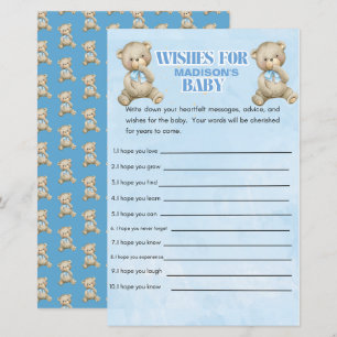 Papier Personnalisé Garçons Ours Baby shower Jeu