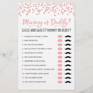 Papier Personnalisé Maman ou Papa Baby shower partie