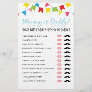 Papier Personnalisé Maman ou Papa Baby shower partie