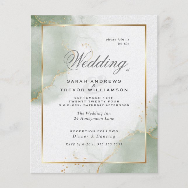 Papier Personnalisé - Mariage de budget - Sage d'or coupé (Devant)