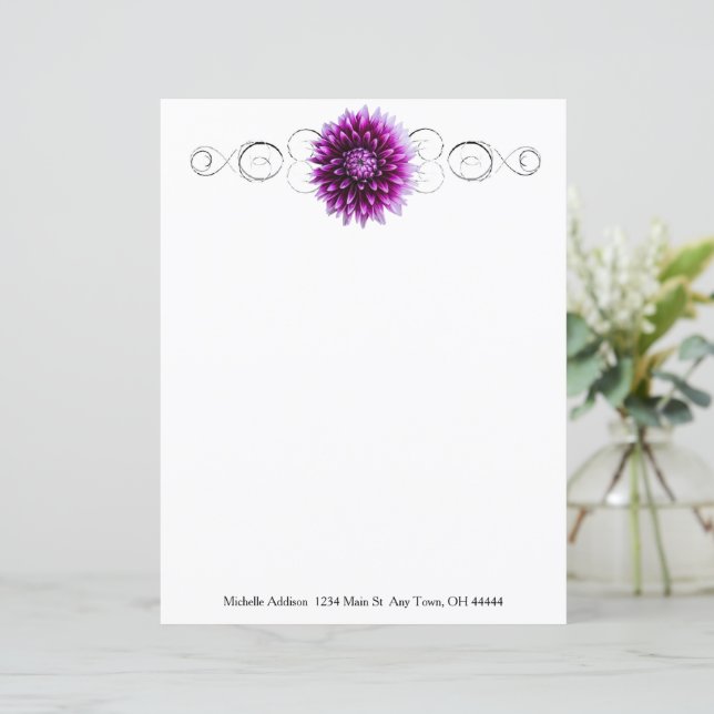 Papier personnalisé Purple Dahlia (Debout devant)