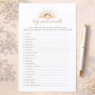 Papier Pet jeu de shower de bébé Little Sunshine Mots mêl