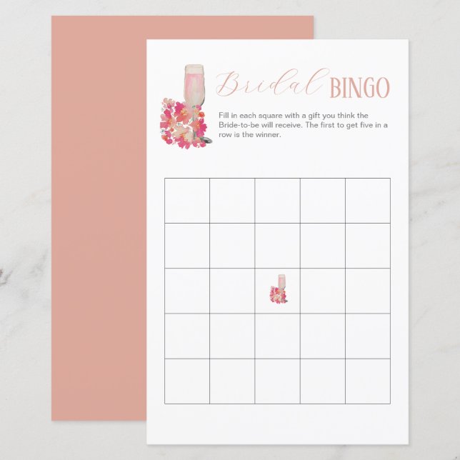Papier Pétales et poursuites Fête des mariées Bingo Jeu (Devant / Derrière)