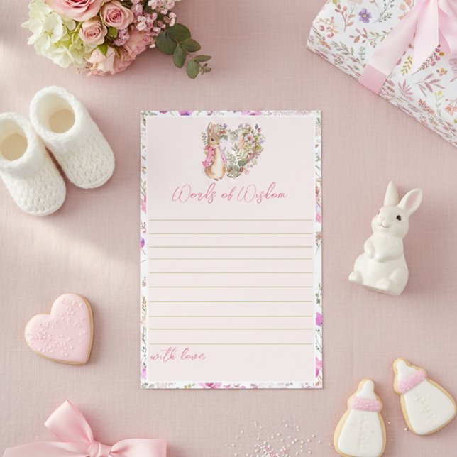 Papier Peter le lapin rose Baby shower Floral Conseils (Créateur téléchargé)