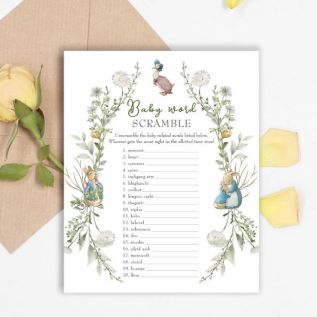 Papier Peter Rabbit Fleur sauvage Baby shower Mot (Créateur téléchargé)
