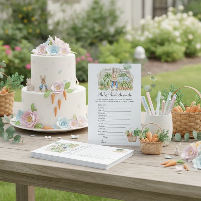 Papier Peter Rabbit Garden Scramble Baby shower Jeu (Créateur téléchargé)