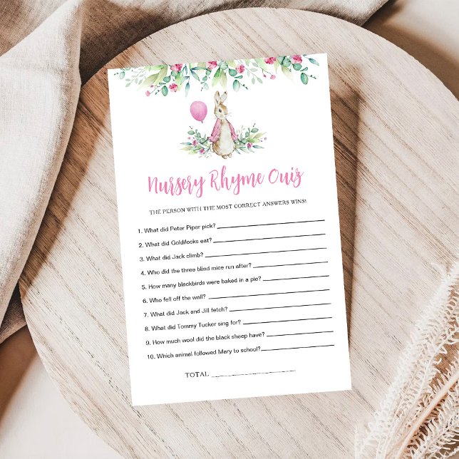 Papier Peter Rabbit Nursery Rhyme Jeu de Quiz (Créateur téléchargé)