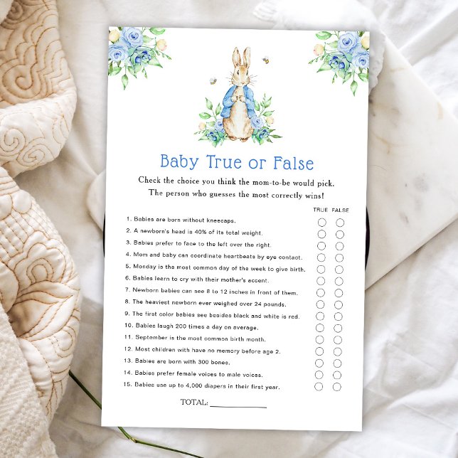 Papier Peter Rabbit Vrai ou Faux jeu de bébé (Créateur téléchargé)