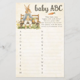 Papier Peter The Rabbit Baby shower ABC Game Card