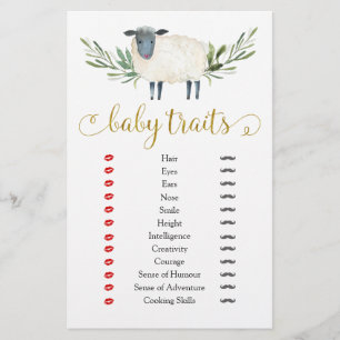 Papier Petit Agneau doux vert Baby shower Baby Traits