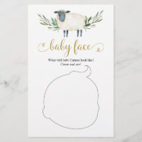 Petit Agneau doux vert Baby shower Visage bébé