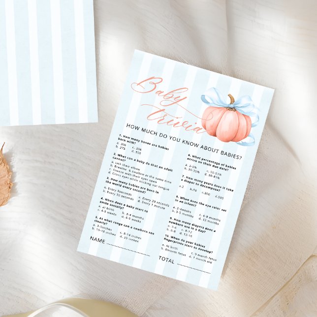 Papier Petit Baby shower Citrouille Baby Trivia Jeu (Créateur téléchargé)