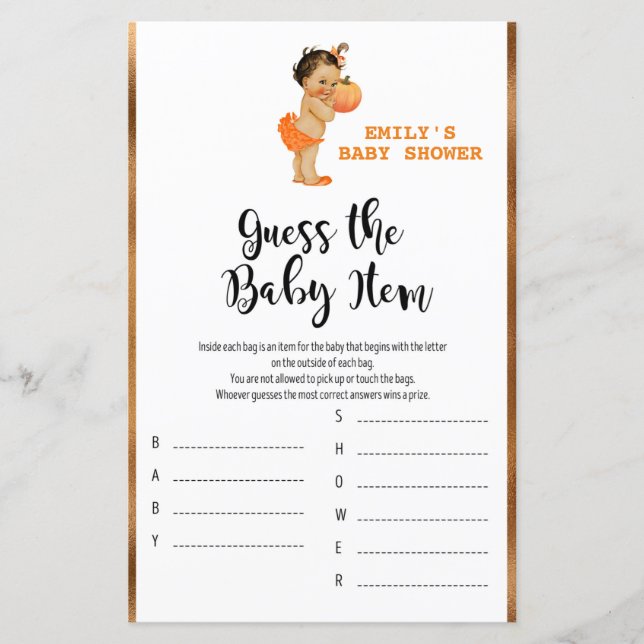 Papier Petit Baby shower Citrouille IMPRIMÉ (Devant)