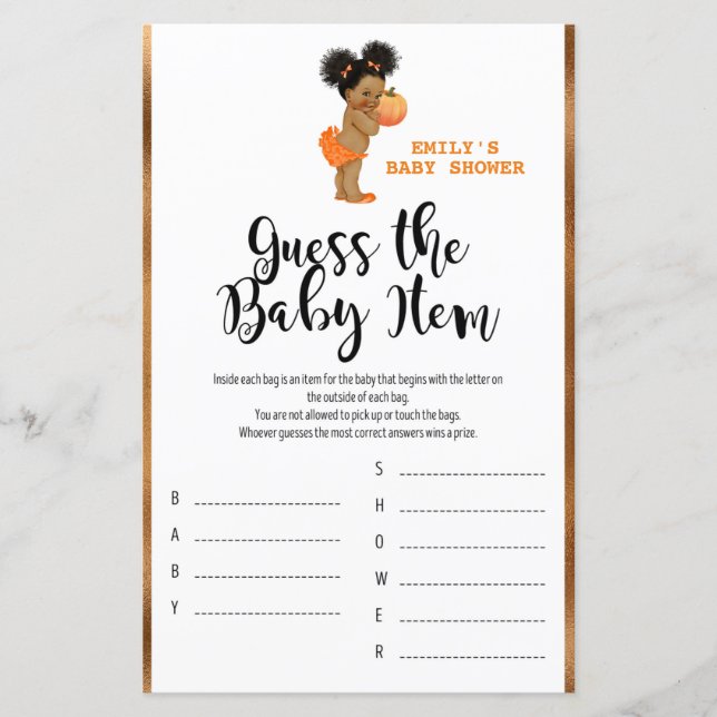 Papier Petit Baby shower Citrouille IMPRIMÉ (Devant)