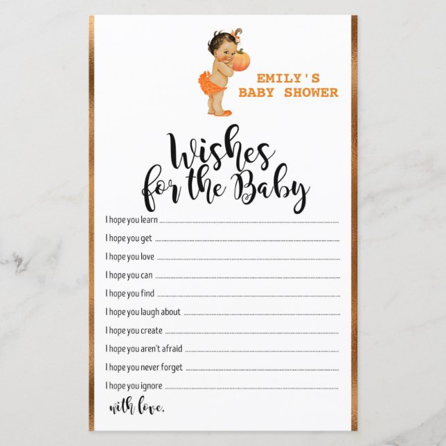 Papier Petit Baby shower Citrouille IMPRIMÉ (Devant)