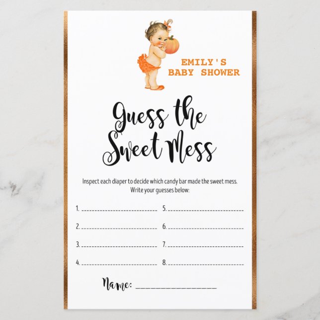 Papier Petit Baby shower Citrouille IMPRIMÉ (Devant)