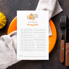 Papier Petit Baby shower Citrouille Jeu Qui Connaît Maman